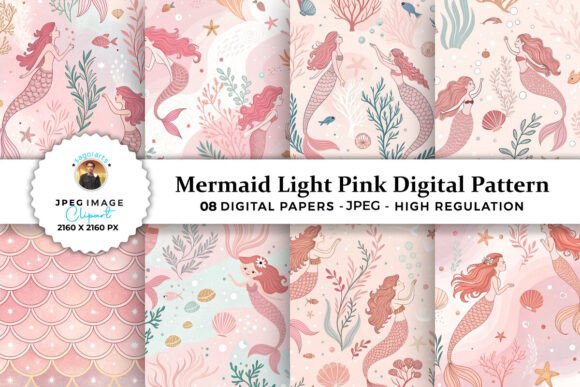 Download Mermaid Light Pink Digital Pattern - Pink digital pattern Collection
