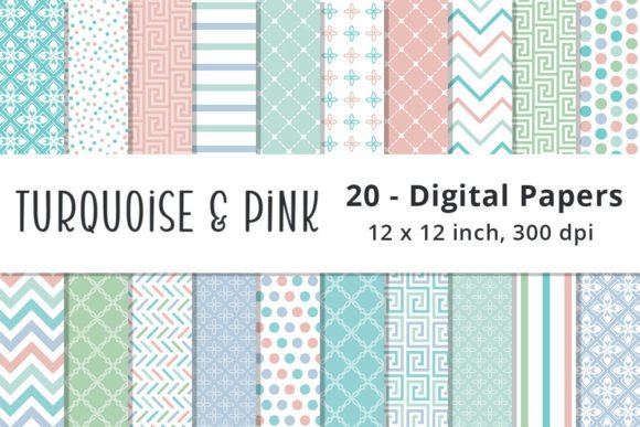 Download Turquoise and Pink Digital Pattern Paper - Pink digital pattern Collection