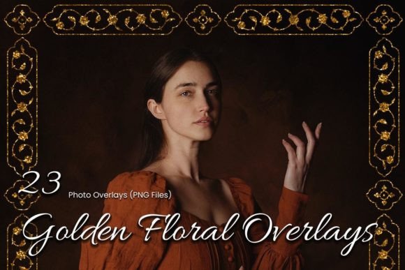 Download 23 Golden Floral Photoshop Overlay - Photoshop overlay Collection