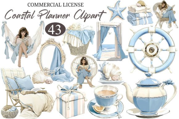 Download Watercolor Coastal Planner Clipart - Planner clipart Collection
