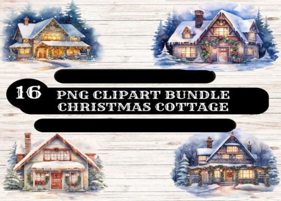 Download Watercolor Christmas Cottage Clipart Png - Premium Resources