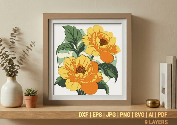Download Elegant Yellow Peony Floral Shadow Box - Elegant Collection