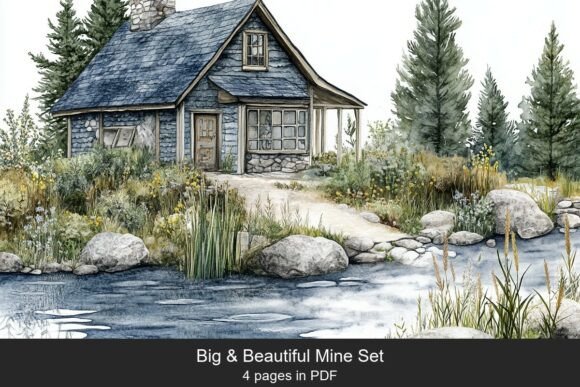 Download Lakeside Blue Cottage Set - Premium Resources