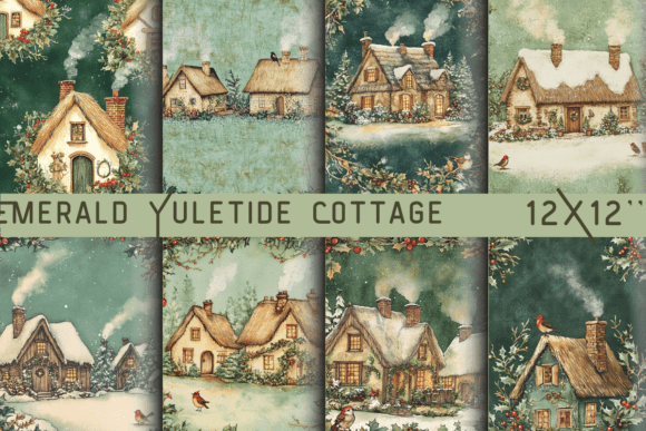 Download Emerald Yuletide Cottage Backdrop Page - Premium Resources