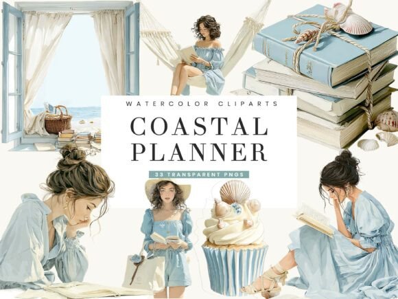 Download Watercolor Coastal Planner Clipart - Planner clipart Collection