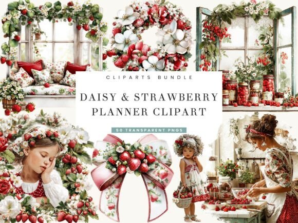 Download Daisy and Strawberry Planner Clipart - Planner clipart Collection