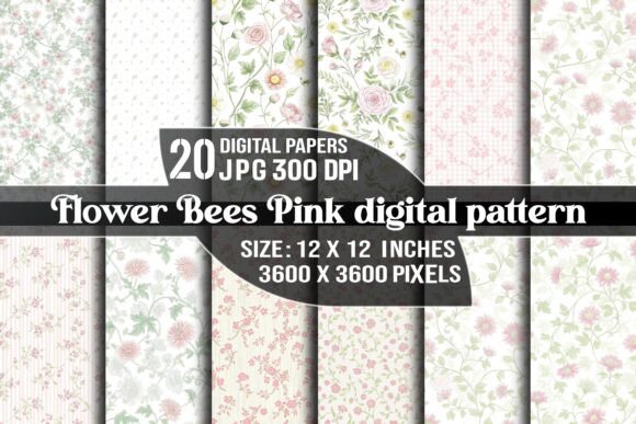 Download Flower Bees Pink Digital Pattern - Pink digital pattern Collection